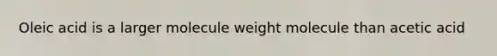 Oleic acid is a larger molecule weight molecule than acetic acid