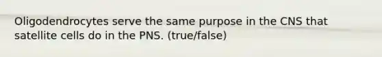 Oligodendrocytes serve the same purpose in the CNS that satellite cells do in the PNS. (true/false)