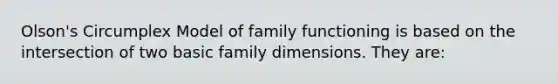 Olson's Circumplex Model of family functioning is based on the intersection of two basic family dimensions. They are: