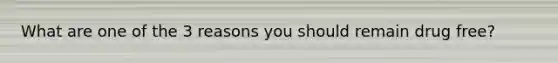 What are one of the 3 reasons you should remain drug free?