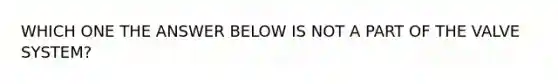 WHICH ONE THE ANSWER BELOW IS NOT A PART OF THE VALVE SYSTEM?