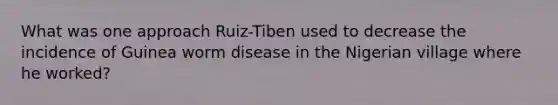 What was one approach Ruiz-Tiben used to decrease the incidence of Guinea worm disease in the Nigerian village where he worked?