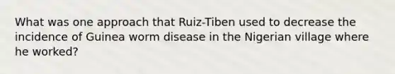 What was one approach that Ruiz-Tiben used to decrease the incidence of Guinea worm disease in the Nigerian village where he worked?