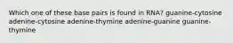 Which one of these base pairs is found in RNA? guanine-cytosine adenine-cytosine adenine-thymine adenine-guanine guanine-thymine