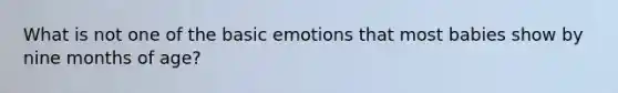 What is not one of the basic emotions that most babies show by nine months of age?