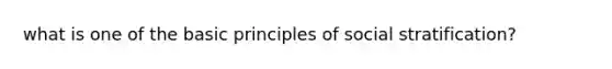 what is one of the basic principles of social stratification?