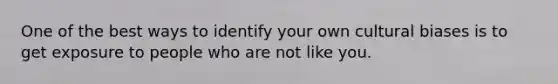 One of the best ways to identify your own cultural biases is to get exposure to people who are not like you.