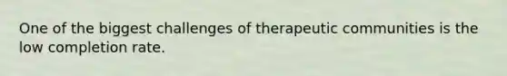 One of the biggest challenges of therapeutic communities is the low completion rate.