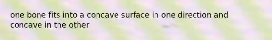 one bone fits into a concave surface in one direction and concave in the other