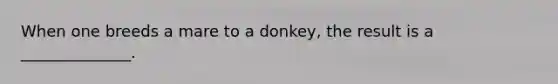 When one breeds a mare to a donkey, the result is a ______________.