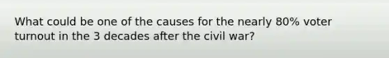 What could be one of the causes for the nearly 80% voter turnout in the 3 decades after the civil war?