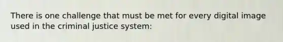 There is one challenge that must be met for every digital image used in the criminal justice system: