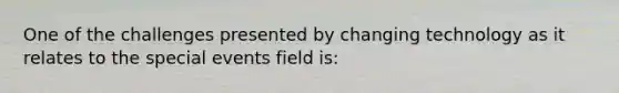 One of the challenges presented by changing technology as it relates to the special events field is: