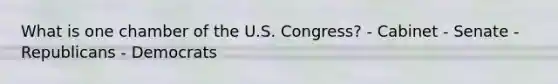 What is one chamber of the U.S. Congress? - Cabinet - Senate - Republicans - Democrats