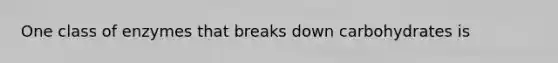 One class of enzymes that breaks down carbohydrates is