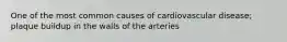 One of the most common causes of cardiovascular disease; plaque buildup in the walls of the arteries