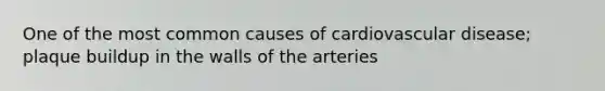 One of the most common causes of cardiovascular disease; plaque buildup in the walls of the arteries