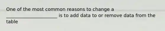 One of the most common reasons to change a ______________________ is to add data to or remove data from the table