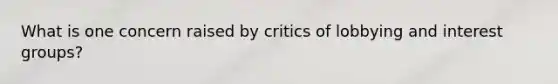 What is one concern raised by critics of lobbying and interest groups?