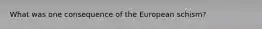 What was one consequence of the European schism?
