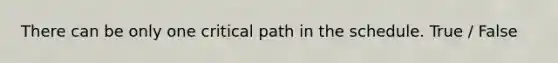 There can be only one critical path in the schedule. True / False