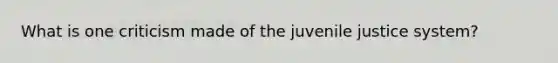 What is one criticism made of the juvenile justice system?