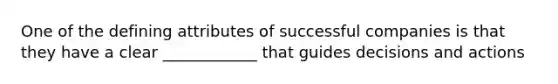 One of the defining attributes of successful companies is that they have a clear ____________ that guides decisions and actions