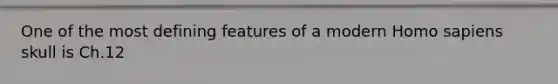 One of the most defining features of a modern Homo sapiens skull is Ch.12