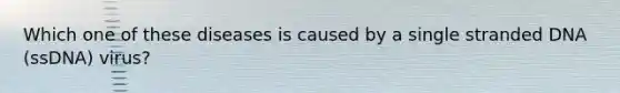 Which one of these diseases is caused by a single stranded DNA (ssDNA) virus?