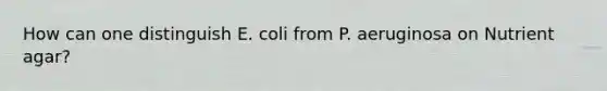 How can one distinguish E. coli from P. aeruginosa on Nutrient agar?