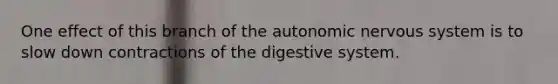 One effect of this branch of the autonomic nervous system is to slow down contractions of the digestive system.