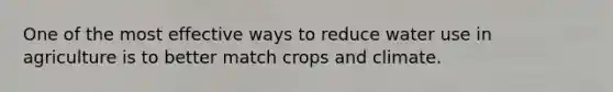 One of the most effective ways to reduce water use in agriculture is to better match crops and climate.