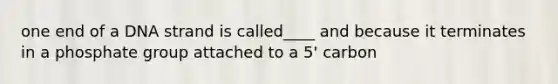 one end of a DNA strand is called____ and because it terminates in a phosphate group attached to a 5' carbon