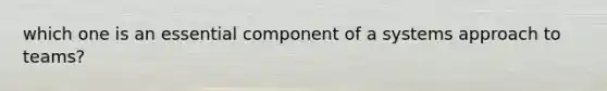 which one is an essential component of a systems approach to teams?