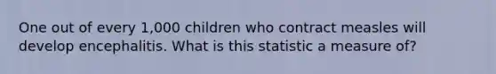 One out of every 1,000 children who contract measles will develop encephalitis. What is this statistic a measure of?