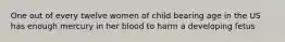 One out of every twelve women of child bearing age in the US has enough mercury in her blood to harm a developing fetus