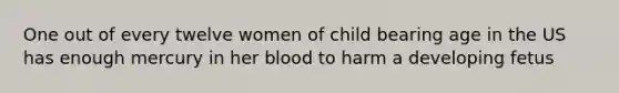 One out of every twelve women of child bearing age in the US has enough mercury in her blood to harm a developing fetus