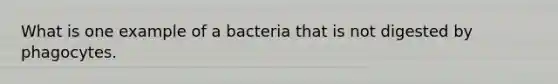 What is one example of a bacteria that is not digested by phagocytes.