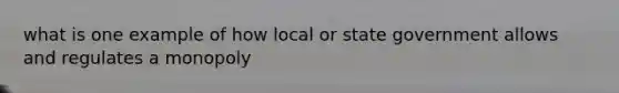 what is one example of how local or state government allows and regulates a monopoly