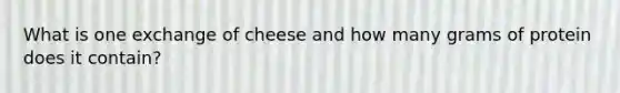 What is one exchange of cheese and how many grams of protein does it contain?