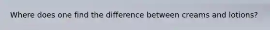 Where does one find the difference between creams and lotions?