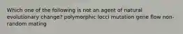 Which one of the following is not an agent of natural evolutionary change? polymorphic locci mutation gene flow non-random mating