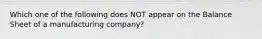 Which one of the following does NOT appear on the Balance Sheet of a manufacturing company?