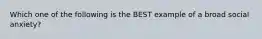 Which one of the following is the BEST example of a broad social anxiety?