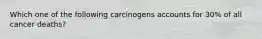 Which one of the following carcinogens accounts for 30% of all cancer deaths?