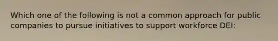 Which one of the following is not a common approach for public companies to pursue initiatives to support workforce DEI: