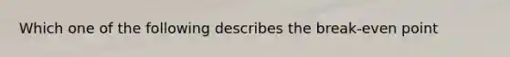 Which one of the following describes the break-even point