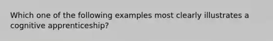 Which one of the following examples most clearly illustrates a cognitive apprenticeship?