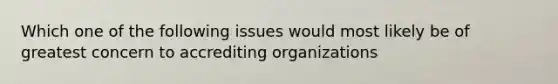 Which one of the following issues would most likely be of greatest concern to accrediting organizations