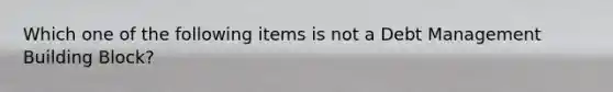 Which one of the following items is not a Debt Management Building Block?